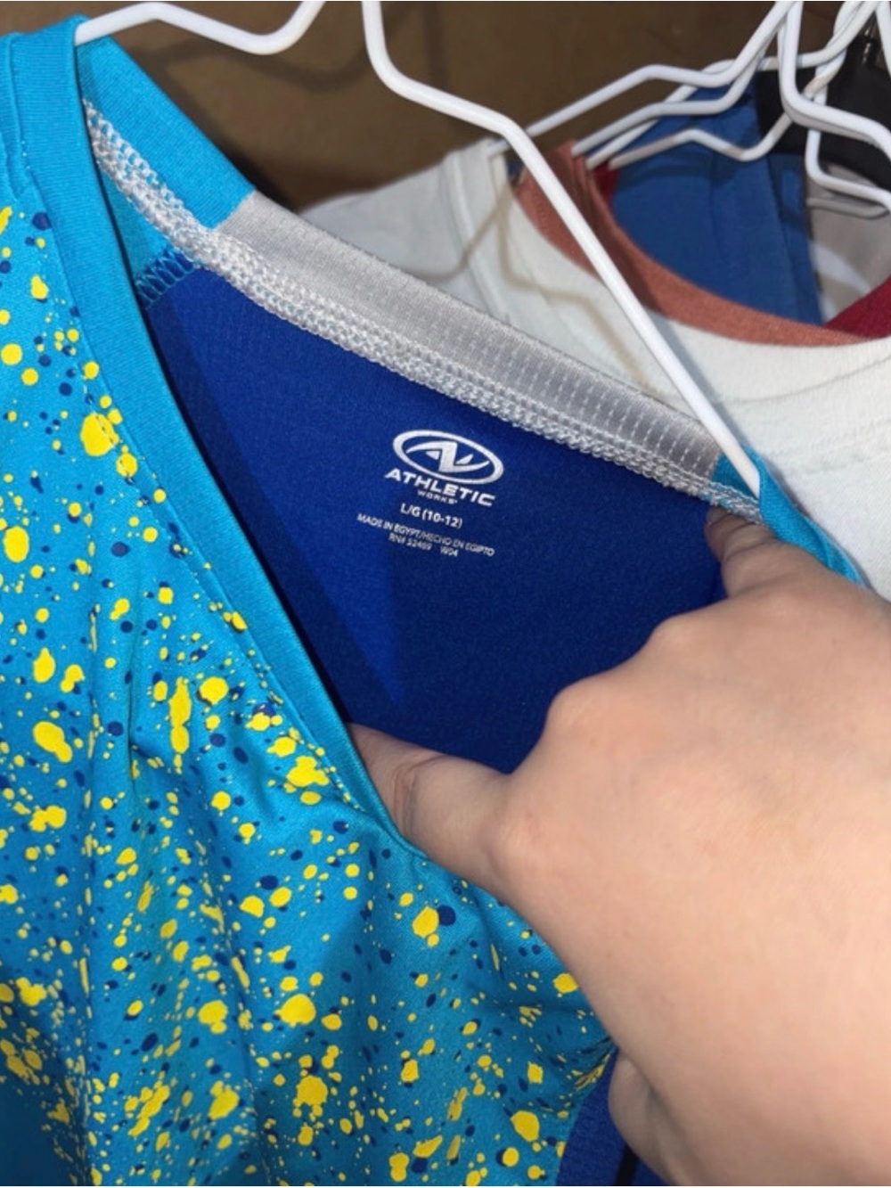 Athletic Works Bright Blue One-Piece with Yellow Paint-Splash